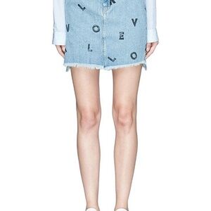 NWT Current/Elliott High Waist Letter Print Denim Mini Skirt 26